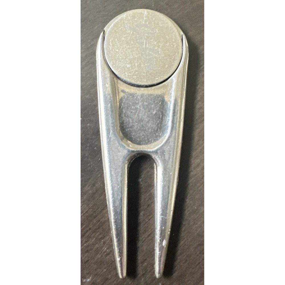 EZ-Mark Silver Colored Metal Divot Tool with Magnetic Ball Marker Marked "John"
